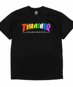 THRASHER - RAINBOW MAG S/S TEE. BLACK