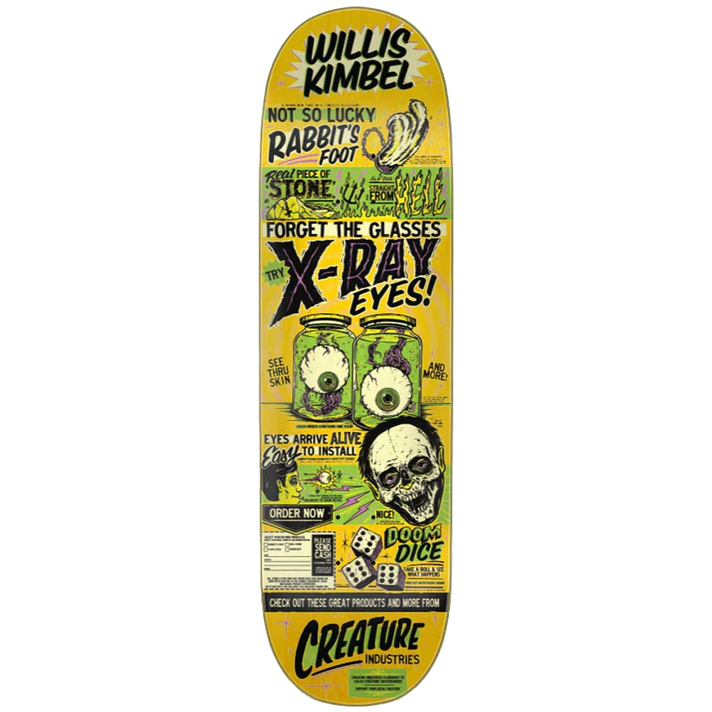 CREATURE - WILLIS KIMBEL X-RAY EYES SKATEBOARD DECK. 9" X 33" Skateboarding 1 CREATURE - WILLIS KIMBEL X-RAY EYES SKATEBOARD DECK. 9" X 33" Skateboarding