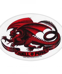 POWELL PERALTA - OVAL DRAGON STICKER/RED: 5" X 3 1/2"