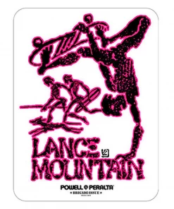 POWELL PERALTA X BONES BRIGADE - LANCE MOUNTAIN STICKER: PINK 3.5" X 4.5"