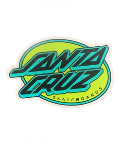 SANTA CRUZ - LINED OVAL DIE CUT VINYL STICKER: GREEN 4" X 2.5" Trucks
