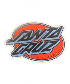 SANTA CRUZ - LINED OVAL DIE CUT VINYL STICKER: RED 4" X 2.5"