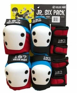 187 - JUNIOR SIX PACK: KNEE/ELBOW/WRIST PAD SET: RED/WHITE/BLUE Trucks