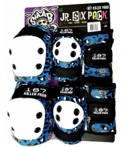 187 - STAAB JUNIOR SIX PACK KNEE/ELBOW/WRIST PAD SET. BLUE Protective Equipment