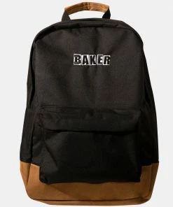 BAKER - BRAND LOGO BACKPACK: BLACK/BROWN