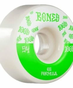 BONES - 100's. V4 WIDE. WHITE ORIGINAL FORMULA SKATE WHEELS. 100A