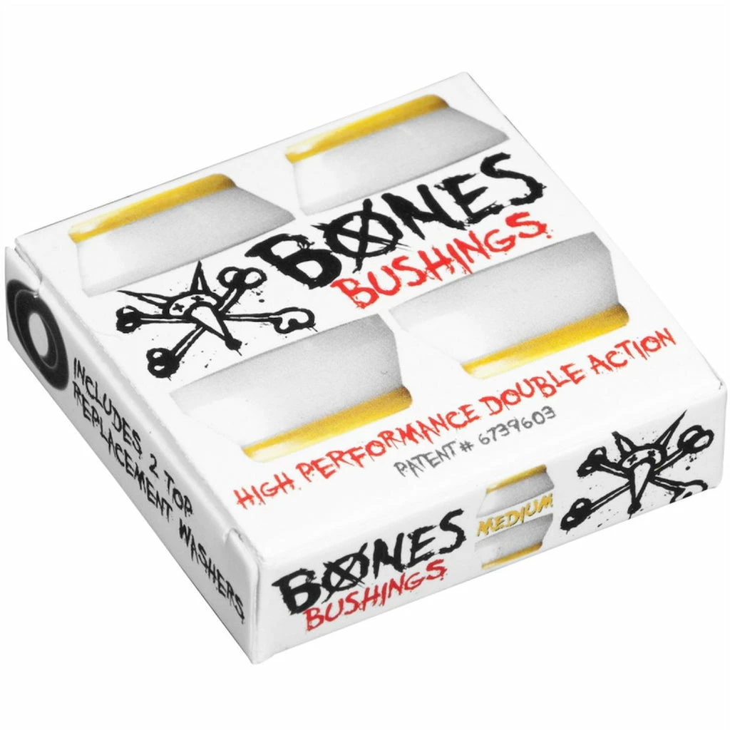 BONES - HARDCORE BUSHINGS: WHITE MEDIUM 91A Skateboarding 1 BONES - HARDCORE BUSHINGS: WHITE MEDIUM 91A Skateboarding