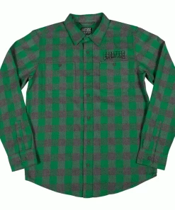 CREATURE - OUTLINE LOGO LONG SLEEVE FLANNEL SHIRT CHARCOAL/GREEN Trucks
