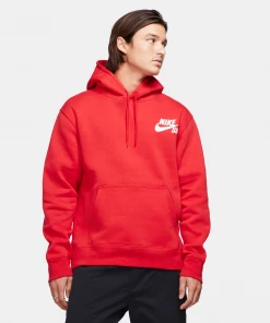 NIKE SB - ICON PULLOVER SKATE HOODIE. UNIVERSITY RED/WHITE Hoodies