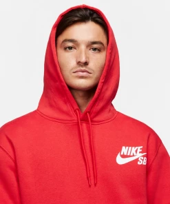 NIKE SB - ICON PULLOVER SKATE HOODIE. UNIVERSITY RED/WHITE Hoodies