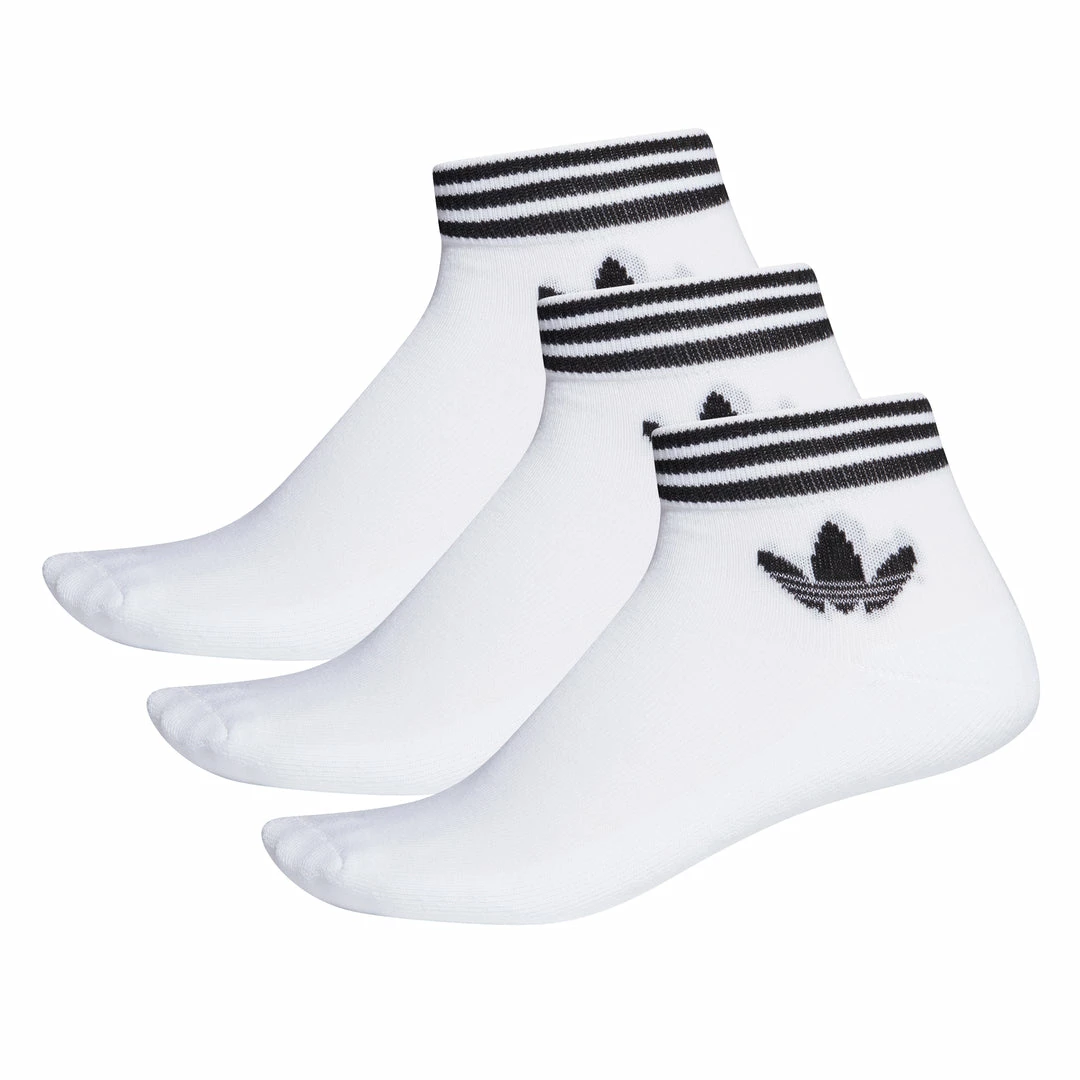ADIDAS - TREFOIL ANKLE SOCKS 3 PACK WHITE/BLACK 1 ADIDAS - TREFOIL ANKLE SOCKS 3 PACK WHITE/BLACK