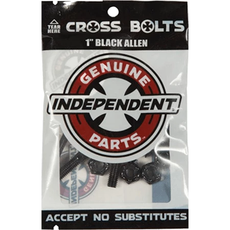 INDEPENDENT - 1" ALLEN CROSS BOLTS: BLACK Skateboarding 1 INDEPENDENT - 1" ALLEN CROSS BOLTS: BLACK Skateboarding