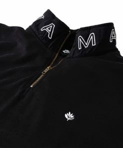 MAGENTA - MARTIN NECKZIP SWEAT TOP: BLACK