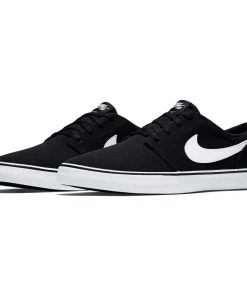 Trucks NIKE SB - PORTMORE II SOLARSOFT CANVAS SHOES: BLACK/WHITE