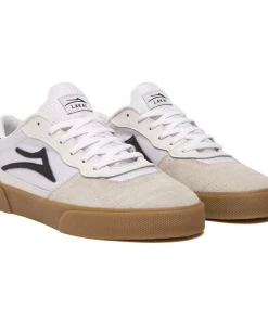 LAKAI - CAMBRIDGE MENS SHOES: WHITE/BLACK SUEDE