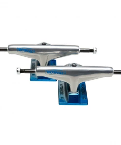TENSOR - ALUM STENCIL MIRROR SKATEBOARD TRUCKS. RAW/BLUE FADE. 5.25"