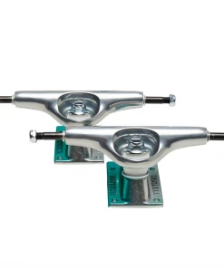 Skateboarding TENSOR - ALUM STENCIL MIRROR SKATEBOARD TRUCKS. RAW/GREEN FADE. 5.25"