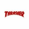 THRASHER - DIE CUT LOGO STICKER: RED ON WHITE 6" X 2"