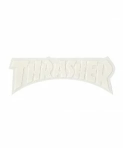 THRASHER - DIE CUT LOGO STICKER WHITE ON CLEAR 6" X 2" Trucks