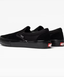 VANS - SKATE SLIP ON SHOES: BLACK/BLACK