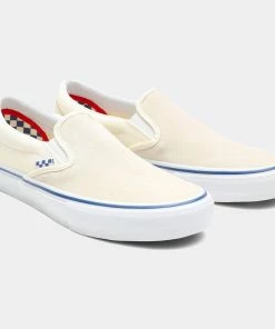 VANS - SKATE SLIP ON SHOES. OFF WHITE/OFF WHITE