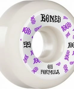 Skateboarding BONES - 100's WHITE ORIGINAL FORMULA V5 55MM X 100A WHEELS