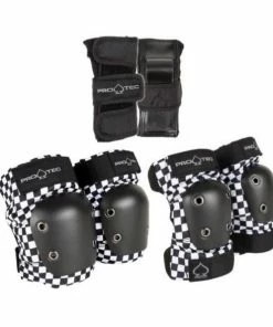 PRO-TEC - STREET JUNIOR 3 PACK PROTECTIVE PAD SET: BLACK/WHITE CHECKER Trucks