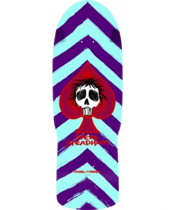 Skateboarding POWELL PERALTA - STEVE STEADHAM SKULL & SPADE REISSUE SKATEBOARD DECK: PURPLE/AQUA 10" X 30.125"