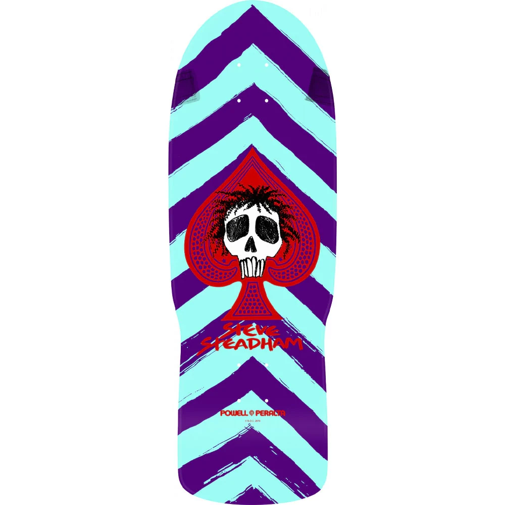 Skateboarding POWELL PERALTA - STEVE STEADHAM SKULL & SPADE REISSUE SKATEBOARD DECK: PURPLE/AQUA 10" X 30.125" 1 Skateboarding POWELL PERALTA - STEVE STEADHAM SKULL & SPADE REISSUE SKATEBOARD DECK: PURPLE/AQUA 10" X 30.125"