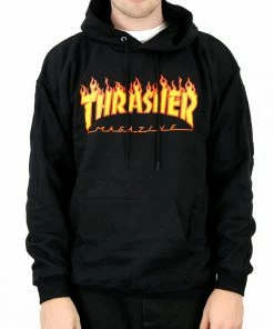 Thrasher Flame Logo Hoodie - Black Hoodies