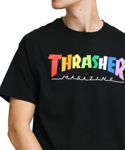 THRASHER - RAINBOW MAG S/S TEE. BLACK