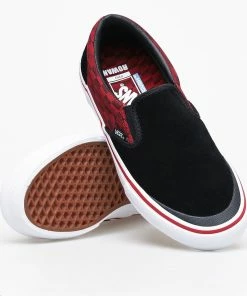 VANS X BAKER - ROWAN PRO SLIP ON SHOES. SPEED BLACK/RED CHECK